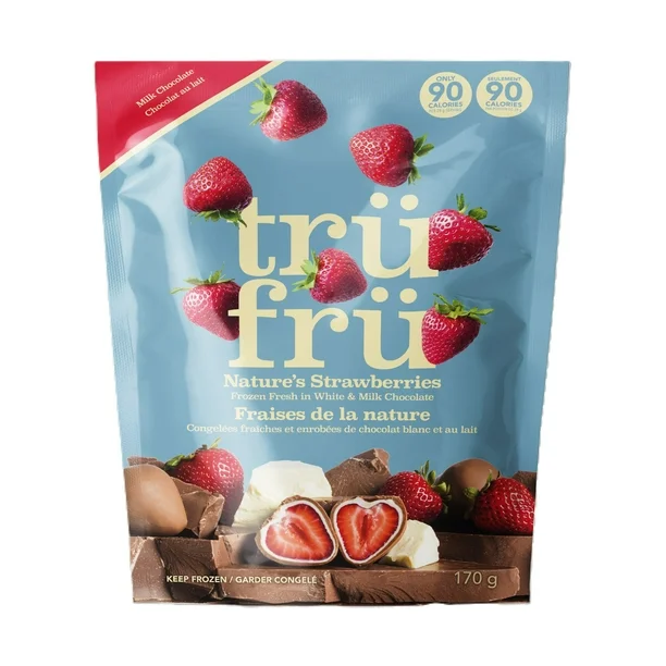 TruFru Milk Strawberries 6oz, Nature's Strawberries Frozen Fresh in White & Milk Chocolate