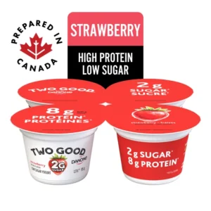 Two Good Low Sugar Yogurt, Strawberry, 8g of Protein, 4x95 g