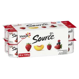 Yoplait Source 0% Smooth Traditional Yogurt Cups Variety Pack, No Added Sugar, 100 g, 16 ct, 16 x 100 g