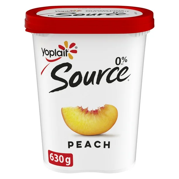 Yoplait Source 0% Smooth Traditional Yogurt, Peach, No Added Sugar, 630 g, 630 g