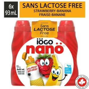 iÖGO nanö 1% Lactose Free Strawberry-Banana Drinkable Yogurt, 6x93ML