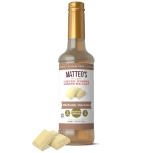 Matteo's Sugar Free Coffee Syrup, White Chocolate, 750mL, 0 Calories, 0 Sugar, (Single Bottle)